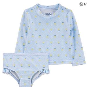 Carter's Light Blue Long-Sleeve Rashguard Set w/ Lemons NWT UPF 50 6 Months NWT